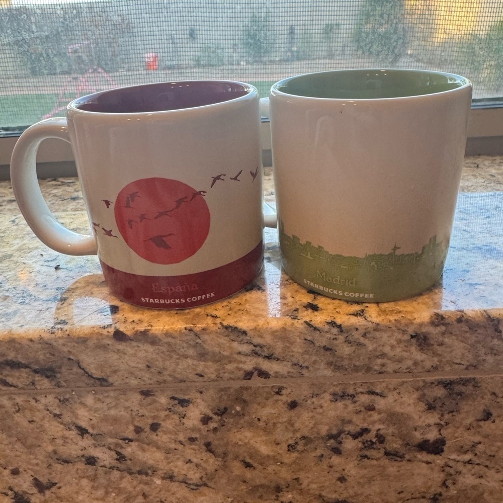 Starbucks Madrid and Spain Espresso Mug Set 3oz - Green and Red - Picture 3 of 4